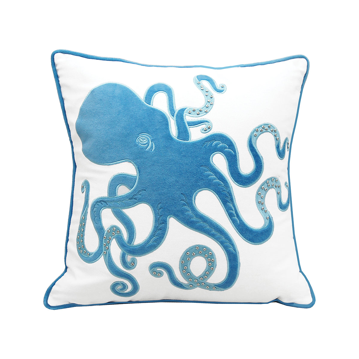 Blue Inkling Octopus Applique Indoor Pillow