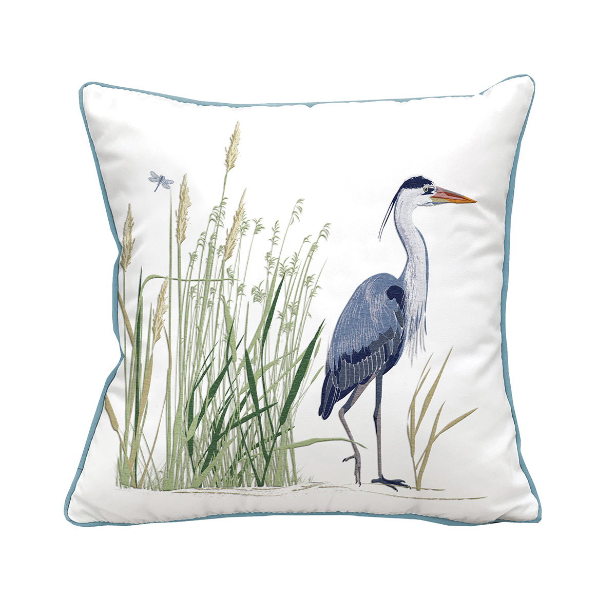 Blue Heron & Saltmarsh Indoor Outdoor Pillow