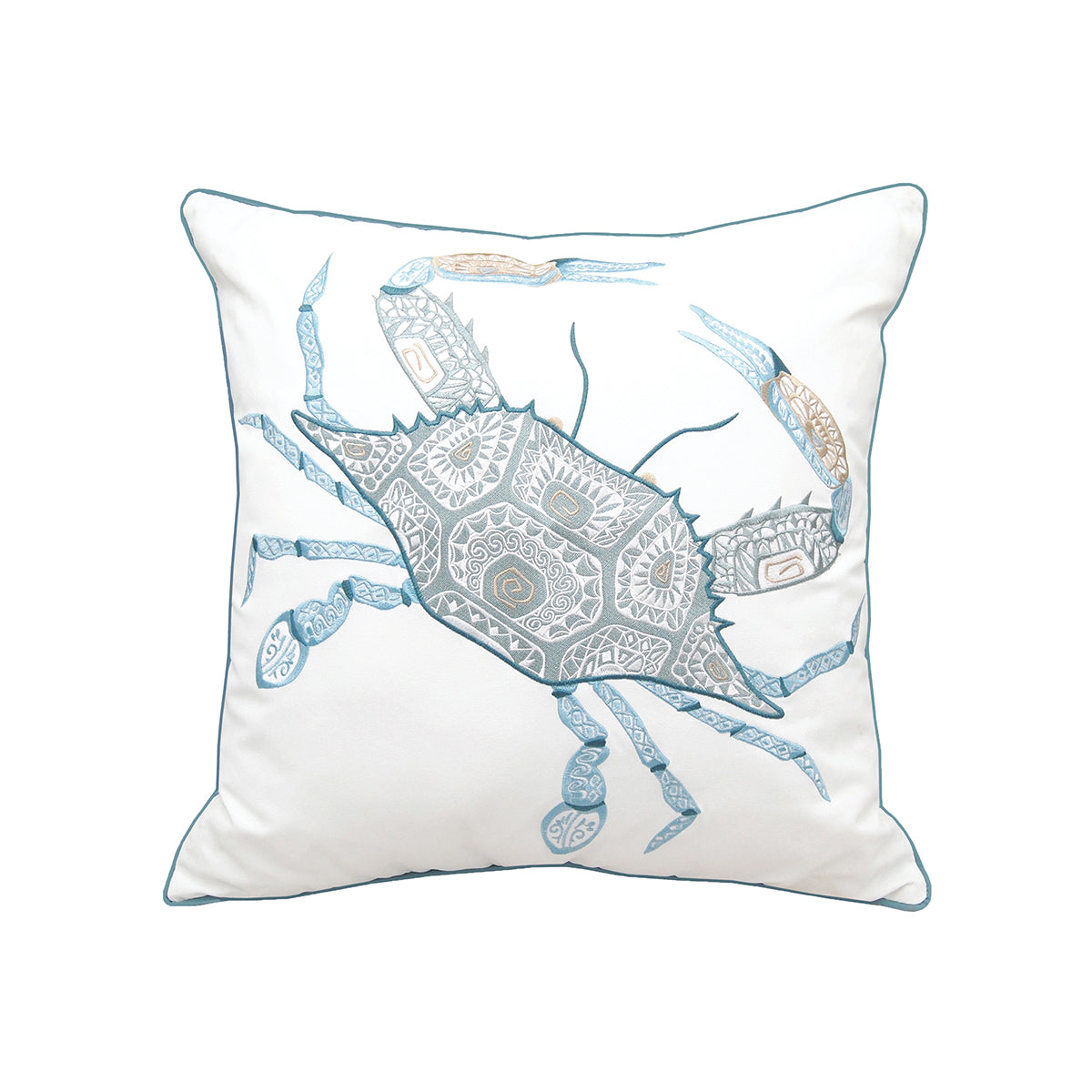 Sea Glass Tribal Crab Indoor Outdoor Pillow
