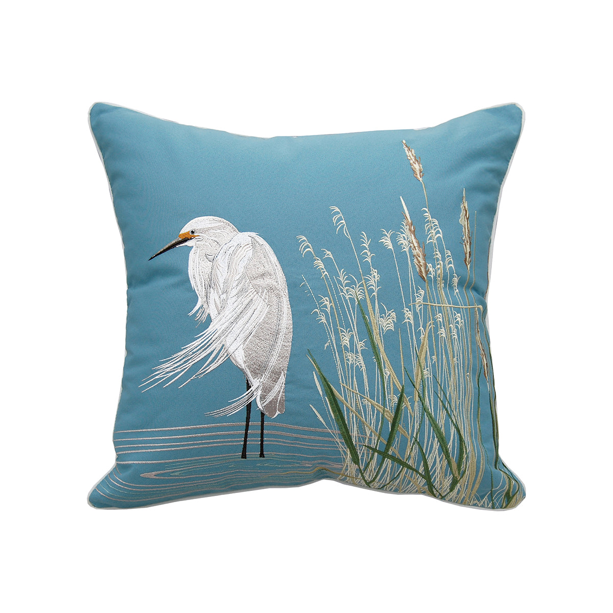 Snowy White Egret Indoor Outdoor Pillow