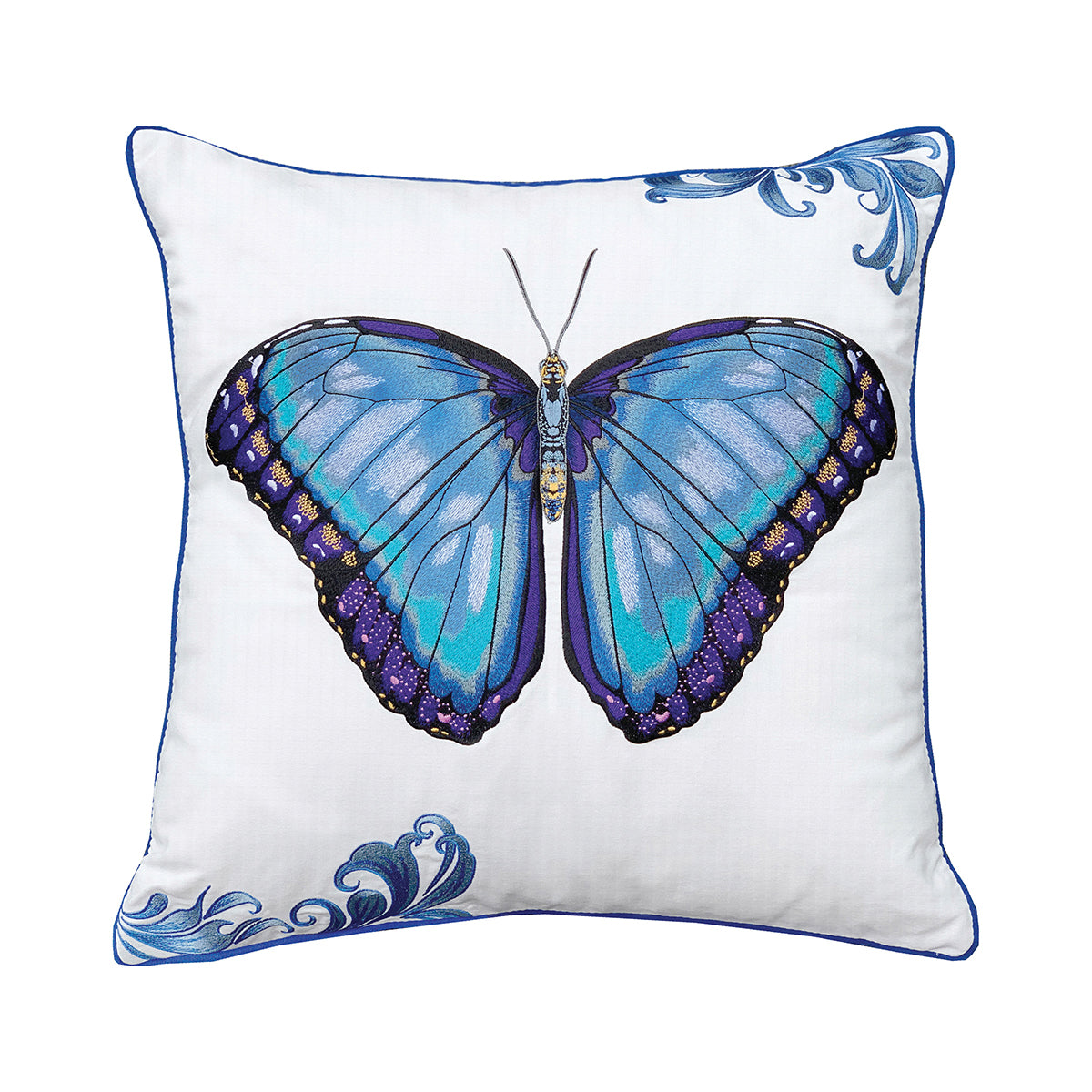 Bold Blue Butterfly Indoor Outdoor Pillow