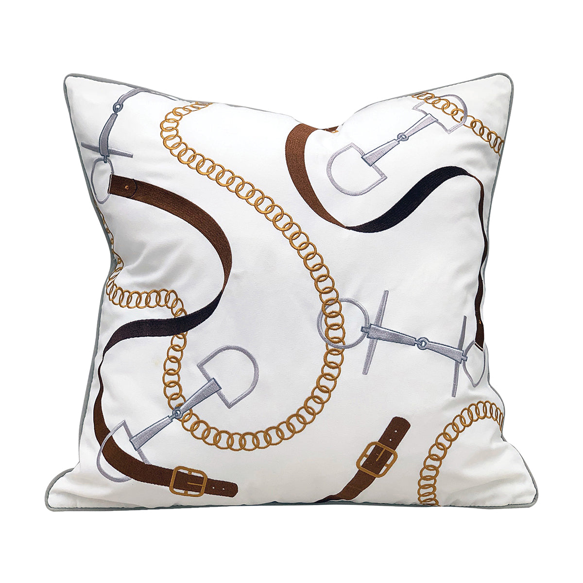 Bits & Leather White Indoor Outdoor Pillow
