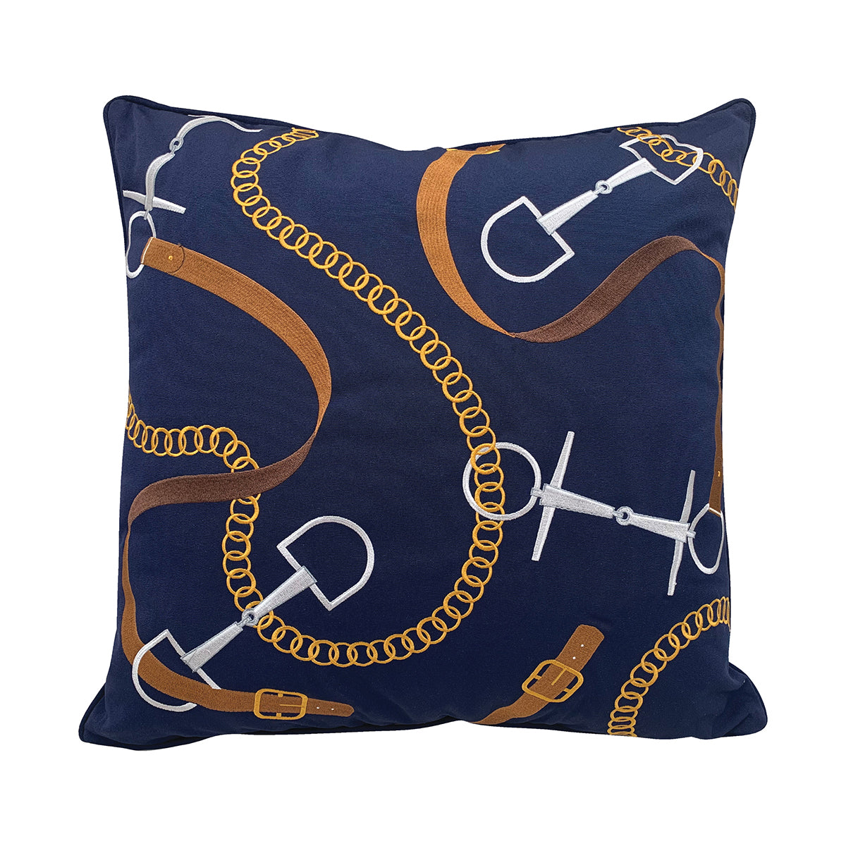 Bits & Leather Navy Indoor Outdoor Pillow