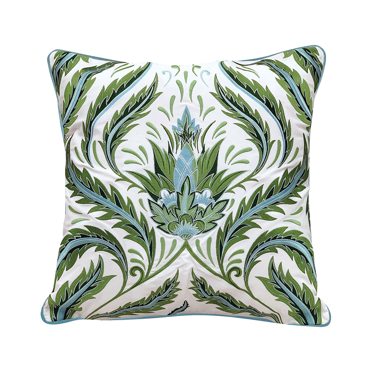 Green Morris Thistle Pattern Indoor Outdoor Pillow