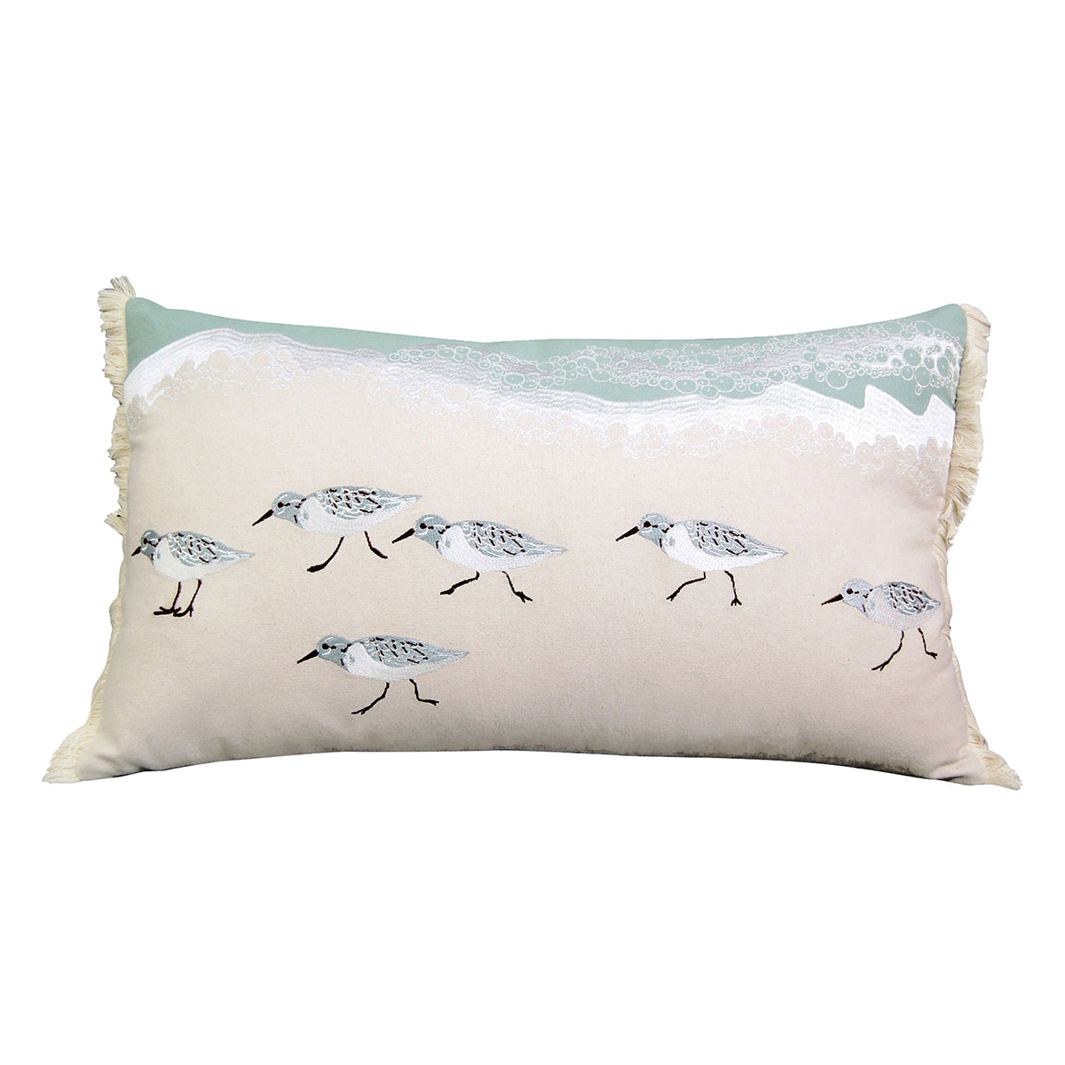 Sand Piper Sprint Fringed Lumbar Indoor Pillow