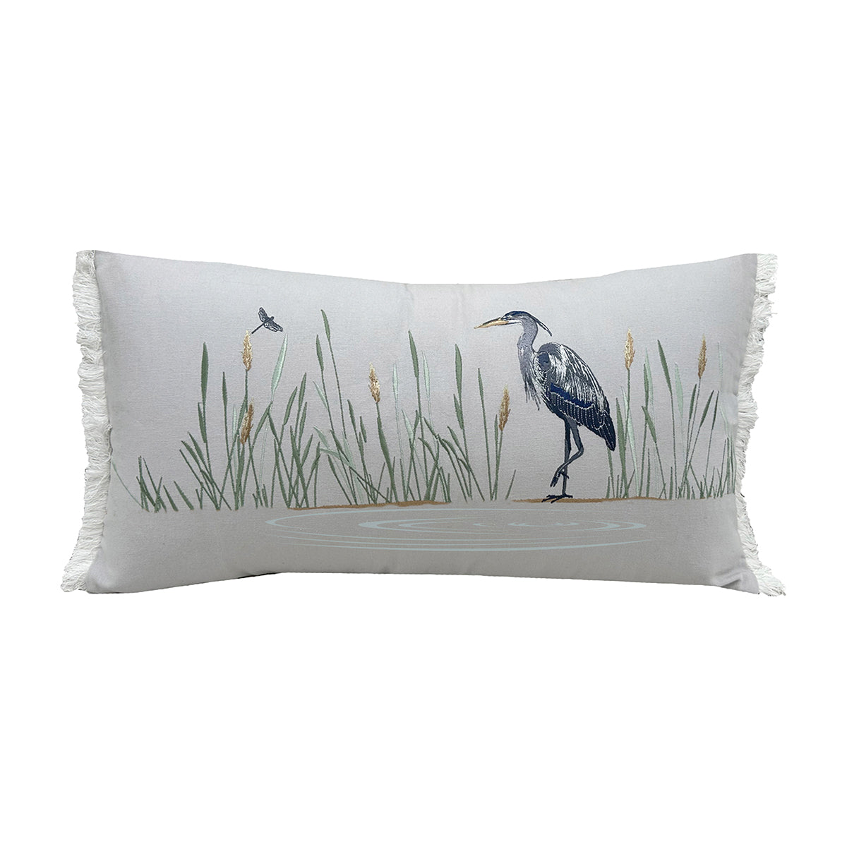 Great Blue Heron on Grey Lumbar Indoor Pillow