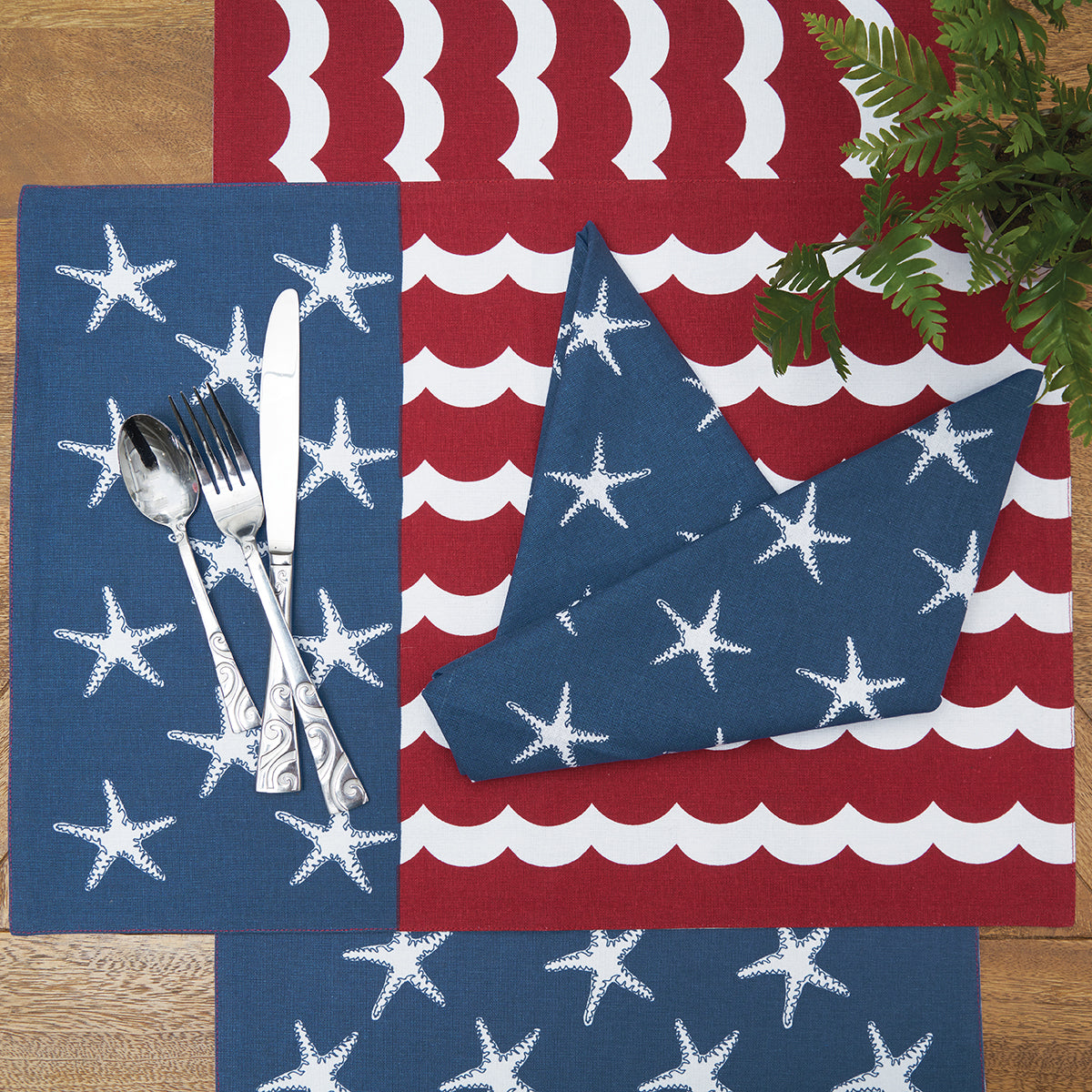 Red White and Waves Table Linens