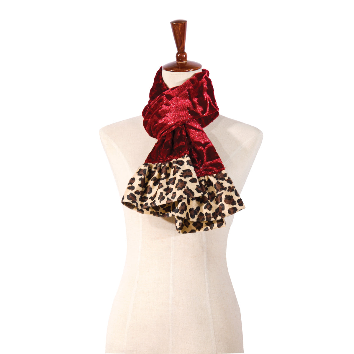 Red Velvet Leopard Scarf