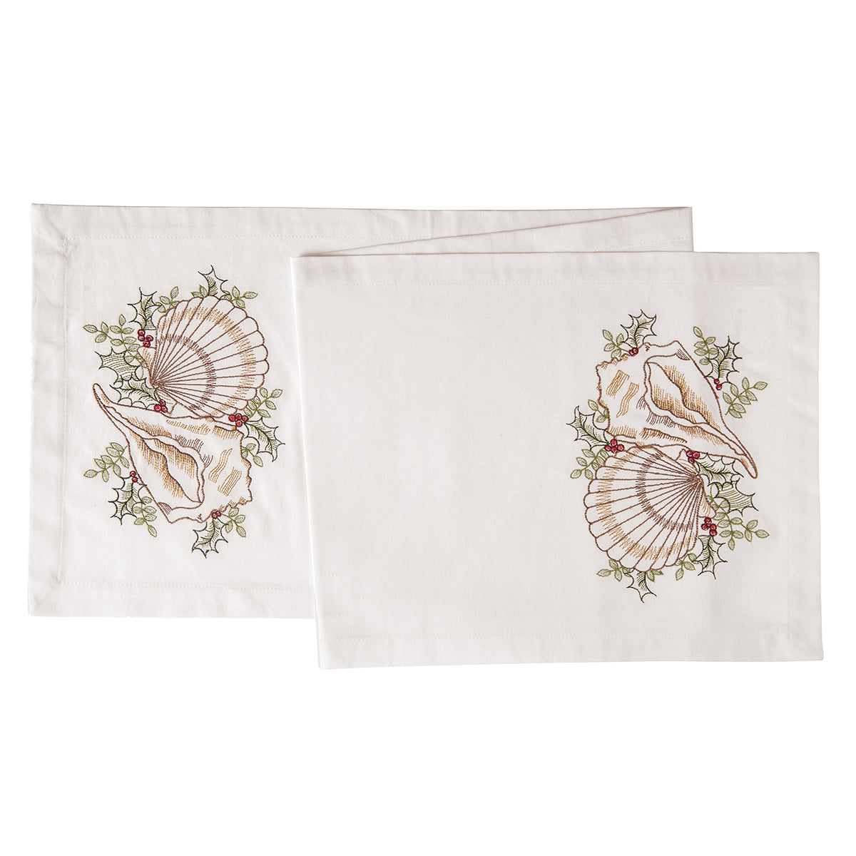 Shells with Holly Table Linens