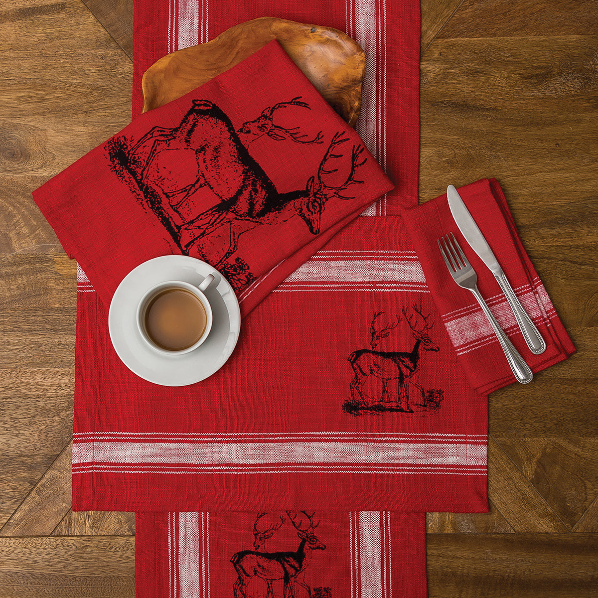 Stag Feed Sack Table Linens