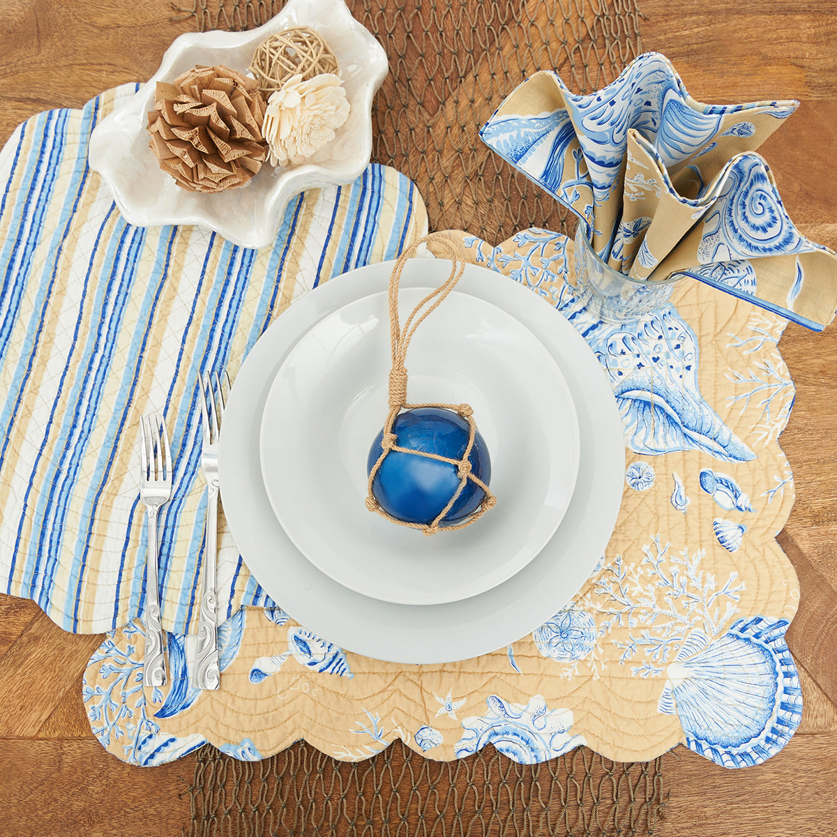 Taupe Seashells Table Linens