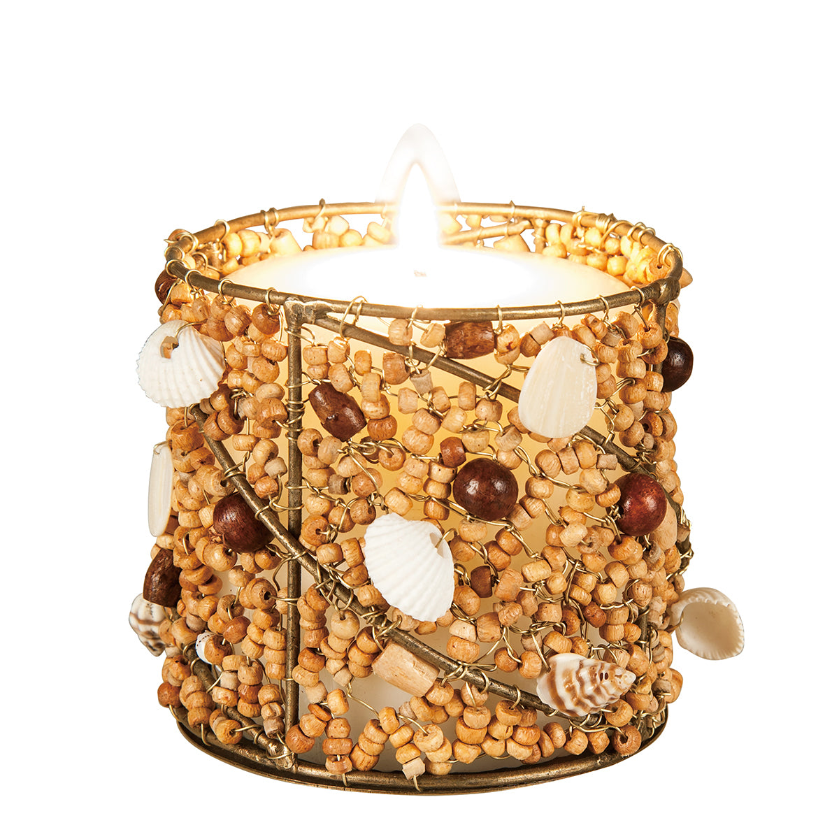 Natural Beaded Votive Holder