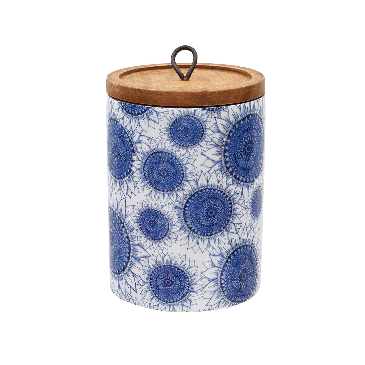 Large Blue Harvest Mango Wood Canister