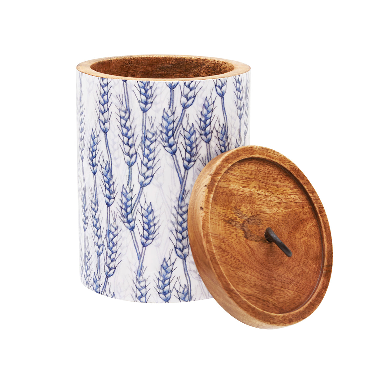 Medium Blue Harvest Mango Wood Canister