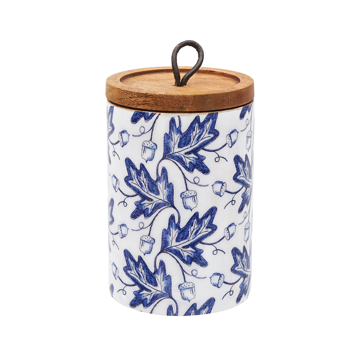 Small Blue Harvest Mango Wood Canister