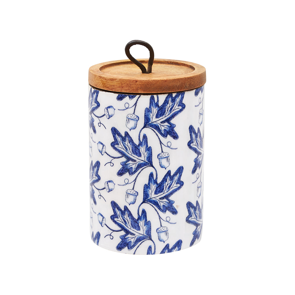 Small Blue Harvest Mango Wood Canister