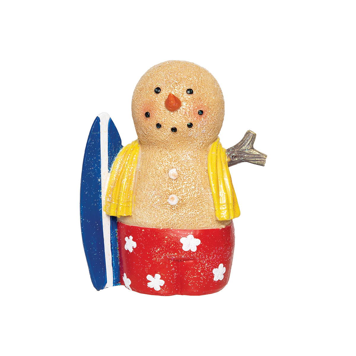 Sand Snowman with Surfboard Figurine