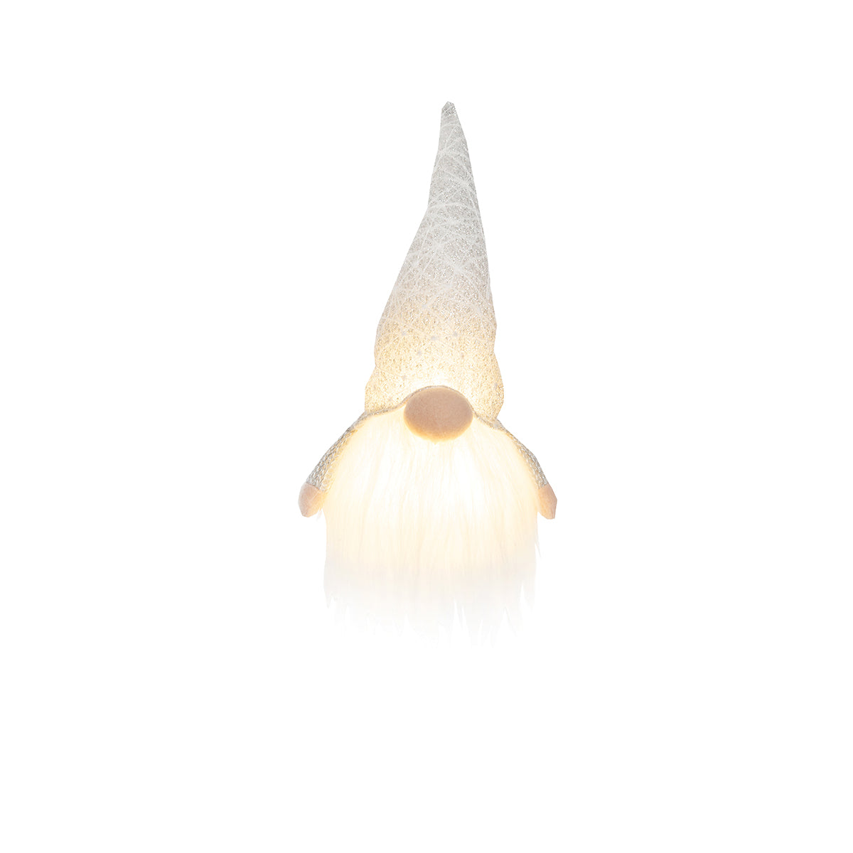 Silver Hat Sitting LED Gnome Figurine