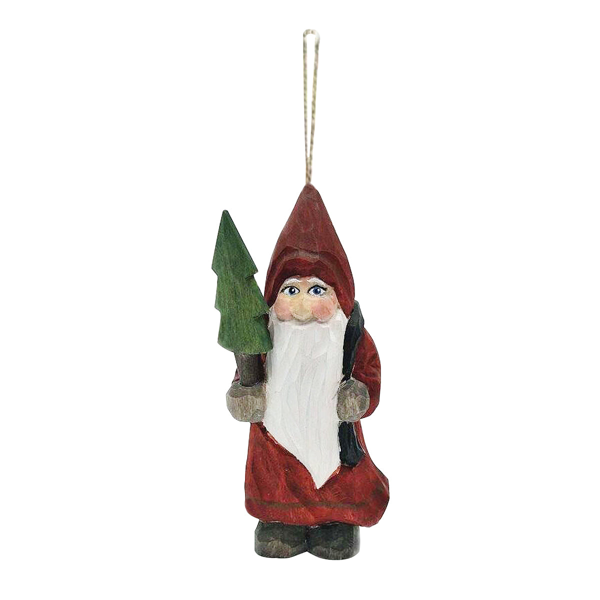 Wood Carved Santa Ornament