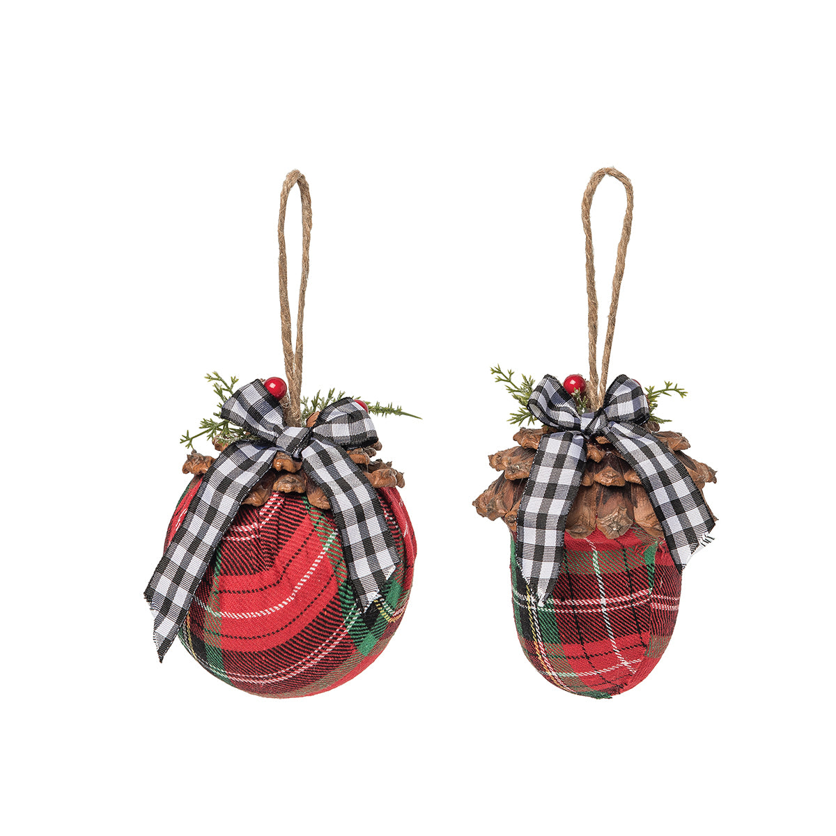 Acorn and Ball Ornaments, Asst. of 2