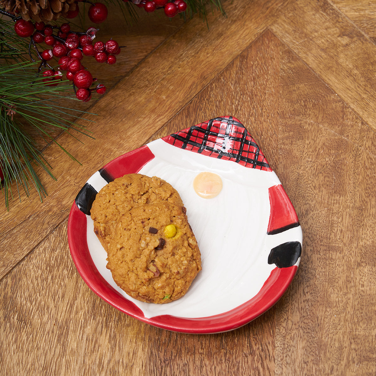 Small Plaid 3D Gnome Cookie Plate