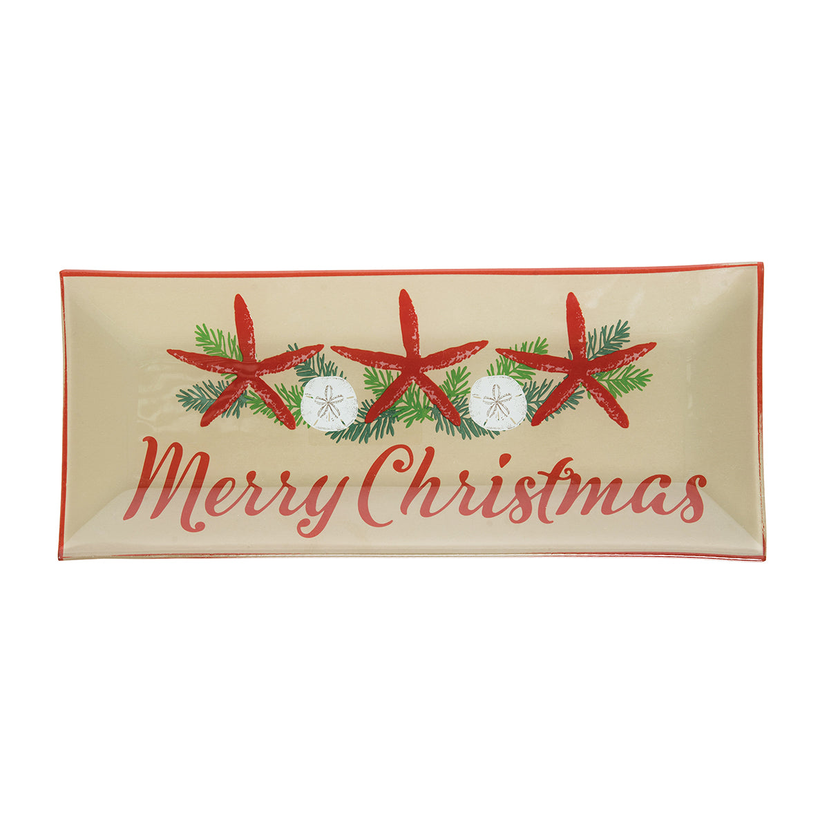 Merry Christmas Starfish Slump Glass