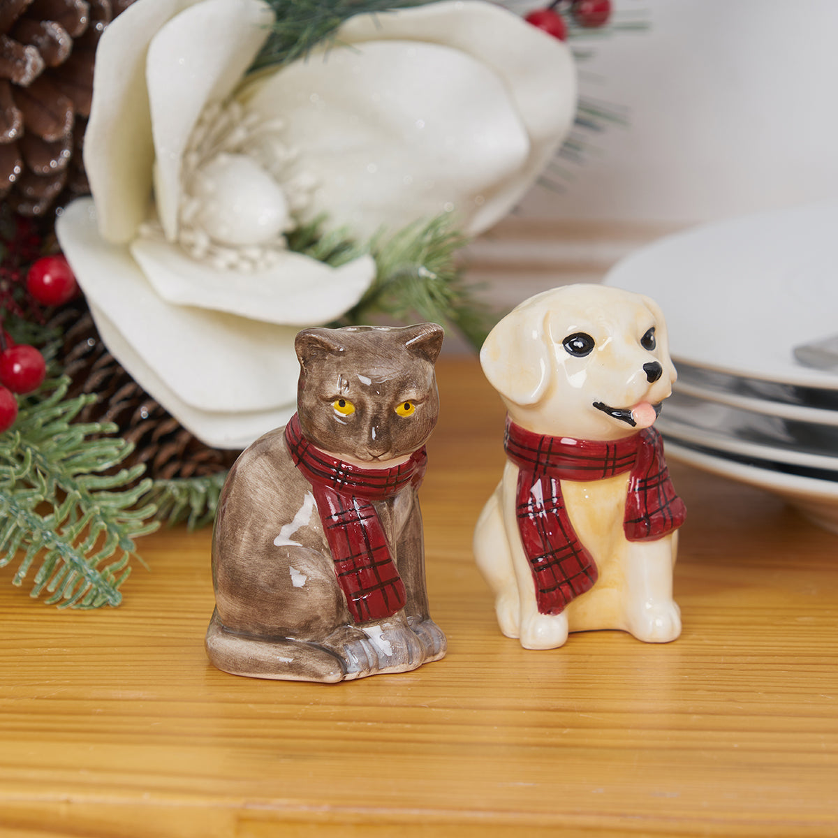 Dog and Cat Salt & Pepper Shaker Set